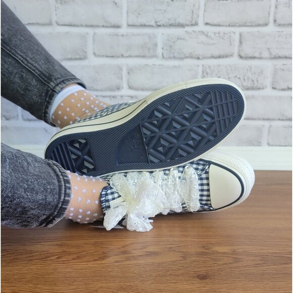⭐Chuck Taylor All Star Lift Gingham Sz 9 Womens Shoes Navy White Sneaker A13664C - Picture 8 of 13